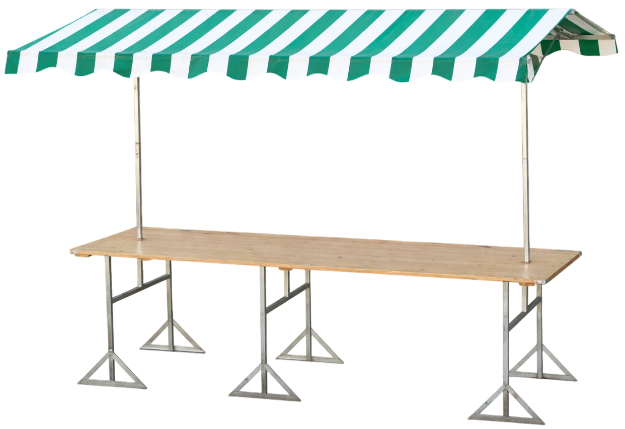 Marktkraam groen/wit 250x80cm (ongeplaatst)