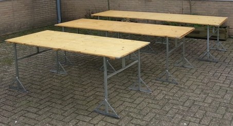 Tafel met schragen 250x80cm