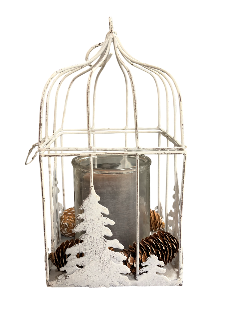 Windlicht met kerstdecoratie