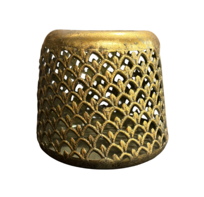 Theelicht goud met LED verlichting 12cm