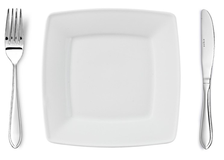 Bord vierkant 21cm - Met diner mes en vork