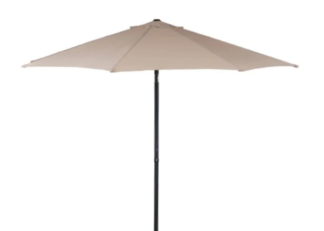 Parasol beige met zwarte mast en voet (3m)
