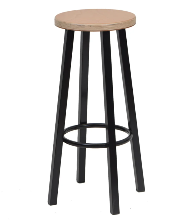 Barkruk vast model met houten zitting
