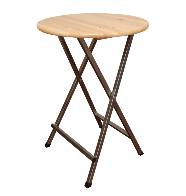 Statafel hout Ø 80cm (hamerslag onderstel)