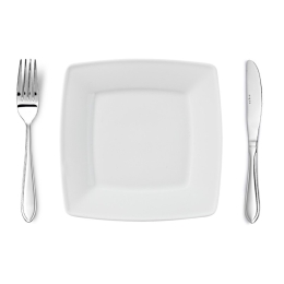 Bord vierkant 21cm - Met diner mes en vork
