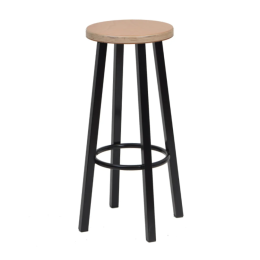 Barkruk vast model met houten zitting