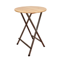 Statafel hout Ø 80cm (hamerslag onderstel)
